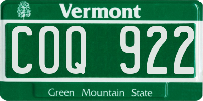 VT license plate COQ922