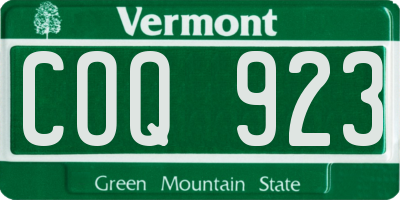 VT license plate COQ923