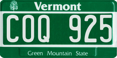 VT license plate COQ925