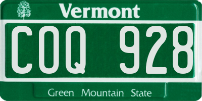 VT license plate COQ928