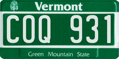 VT license plate COQ931