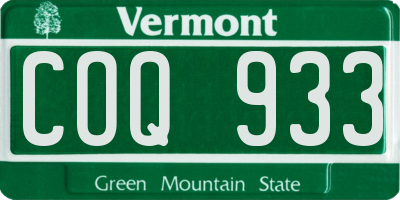 VT license plate COQ933