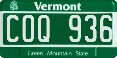VT license plate COQ936