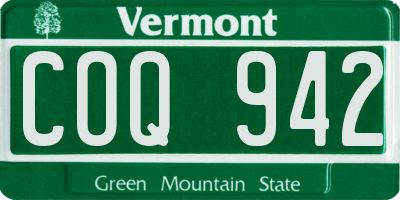 VT license plate COQ942