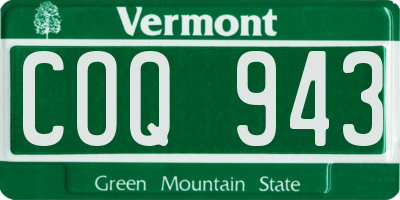 VT license plate COQ943