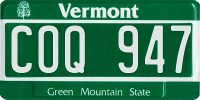 VT license plate COQ947