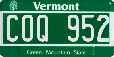 VT license plate COQ952