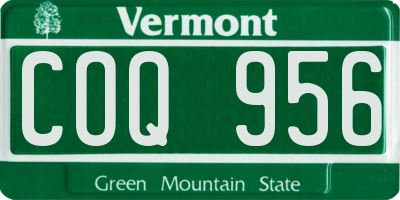 VT license plate COQ956