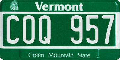 VT license plate COQ957