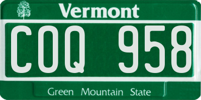 VT license plate COQ958