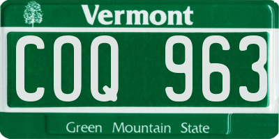 VT license plate COQ963