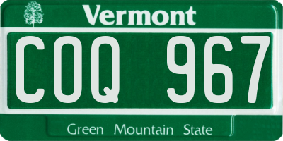 VT license plate COQ967