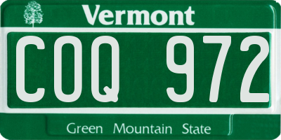 VT license plate COQ972