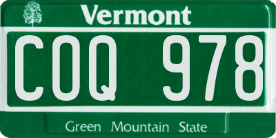 VT license plate COQ978