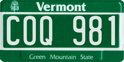 VT license plate COQ981