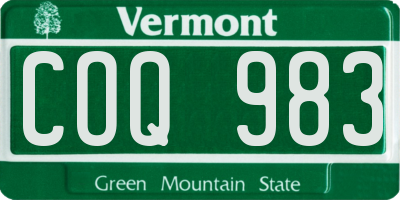 VT license plate COQ983