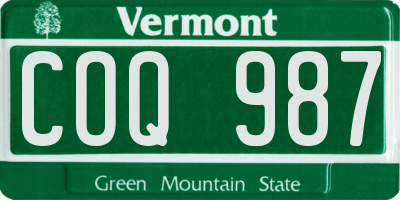 VT license plate COQ987