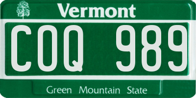 VT license plate COQ989