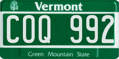 VT license plate COQ992