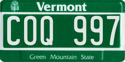 VT license plate COQ997