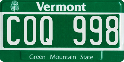 VT license plate COQ998