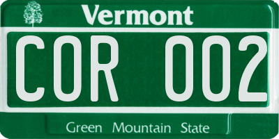 VT license plate COR002