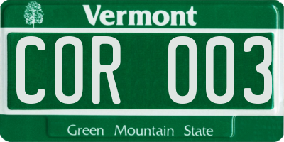 VT license plate COR003