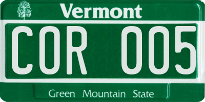 VT license plate COR005