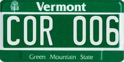 VT license plate COR006