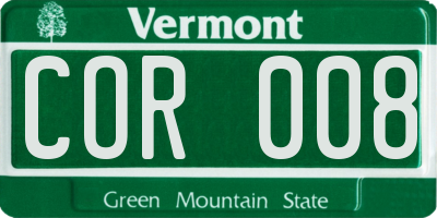 VT license plate COR008
