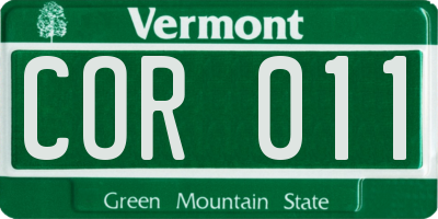 VT license plate COR011
