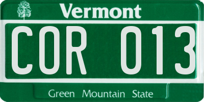 VT license plate COR013