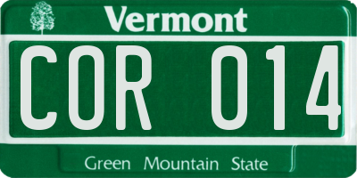 VT license plate COR014