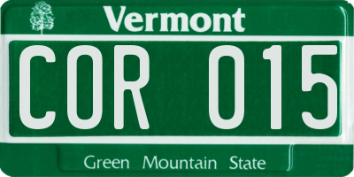 VT license plate COR015