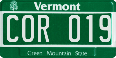 VT license plate COR019