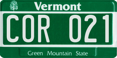 VT license plate COR021