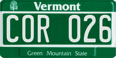 VT license plate COR026