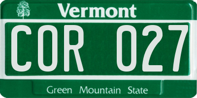 VT license plate COR027