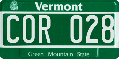 VT license plate COR028