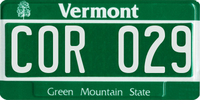 VT license plate COR029