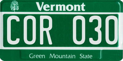 VT license plate COR030