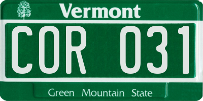 VT license plate COR031