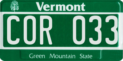 VT license plate COR033