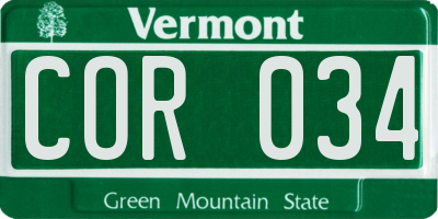 VT license plate COR034