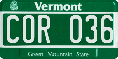 VT license plate COR036