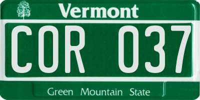 VT license plate COR037