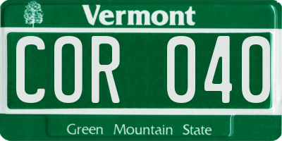 VT license plate COR040