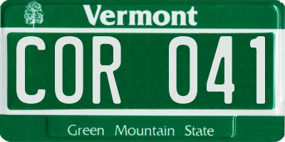 VT license plate COR041