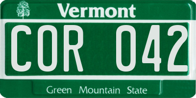 VT license plate COR042
