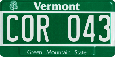VT license plate COR043
